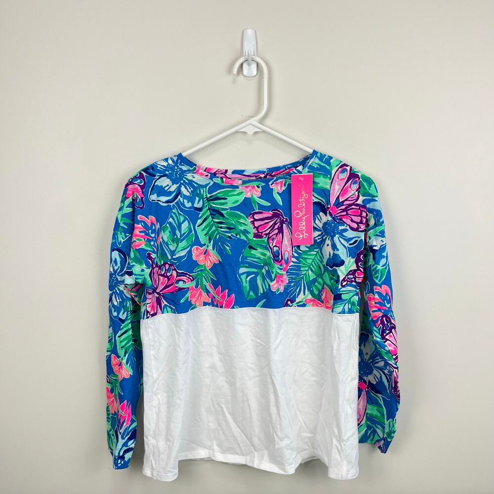 Lilly Pulitzer Girls Mini Finn Top Pundy Blue Isle Be Back XL 12-14 NWT